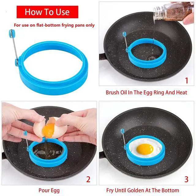 Alt view image 4 of 7 - 8 Pack Silicone Egg Rings for Griddle, 4-Inch Non-Stick Pancake Molds