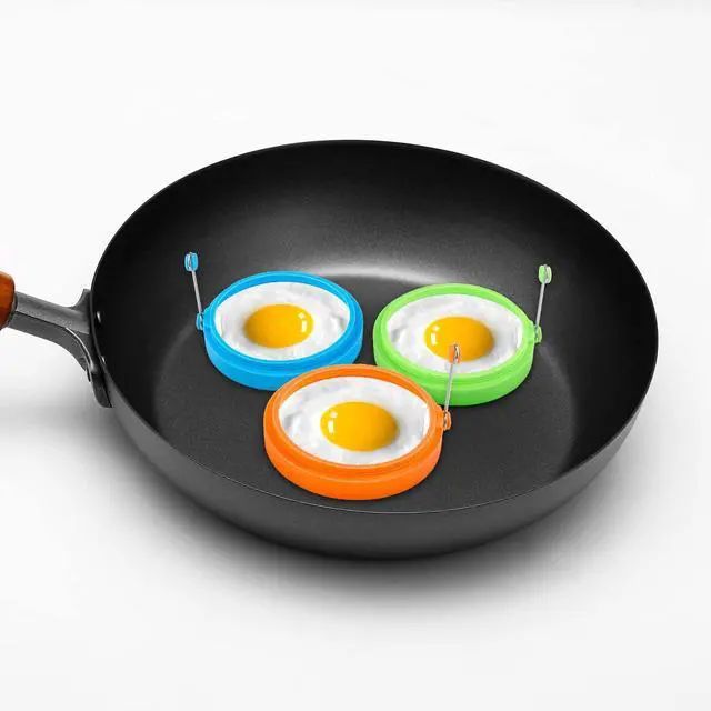 Alt view image 7 of 7 - 8 Pack Silicone Egg Rings for Griddle, 4-Inch Non-Stick Pancake Molds