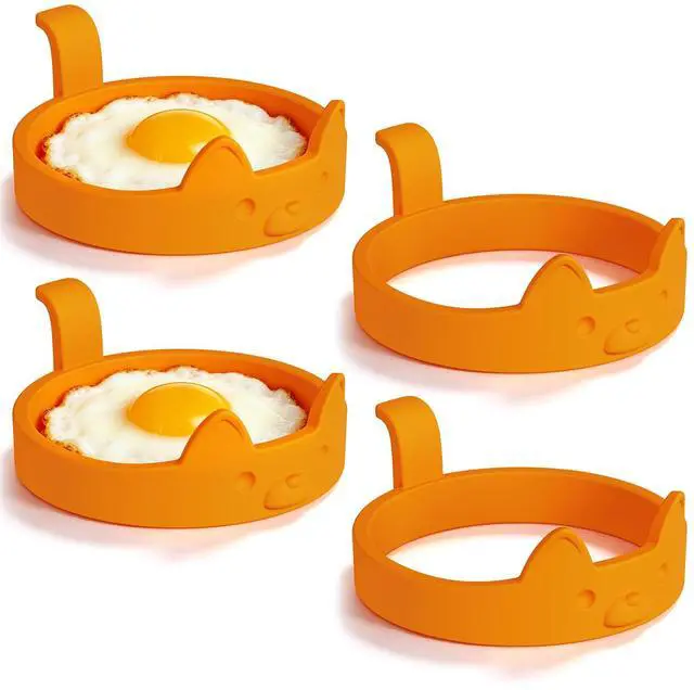 Main image of Egg Ring 4 Pack Silicone Rings for Frying Eggs, Non Stick Fried Egg Cooker Ring, Cute Animal Designs Gifts for Family Friends, 4-inch Round Egg Mold for Pancakes Breakfast Sandwich Puppy