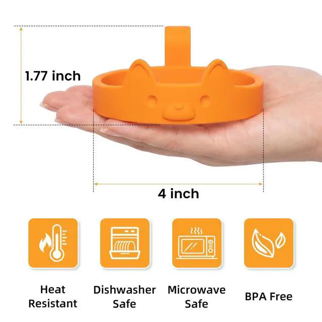 Alt view image 2 of 7 - Egg Ring 4 Pack Silicone Rings for Frying Eggs, Non Stick Fried Egg Cooker Ring, Cute Animal Designs Gifts for Family Friends, 4-inch Round Egg Mold for Pancakes Breakfast Sandwich Puppy