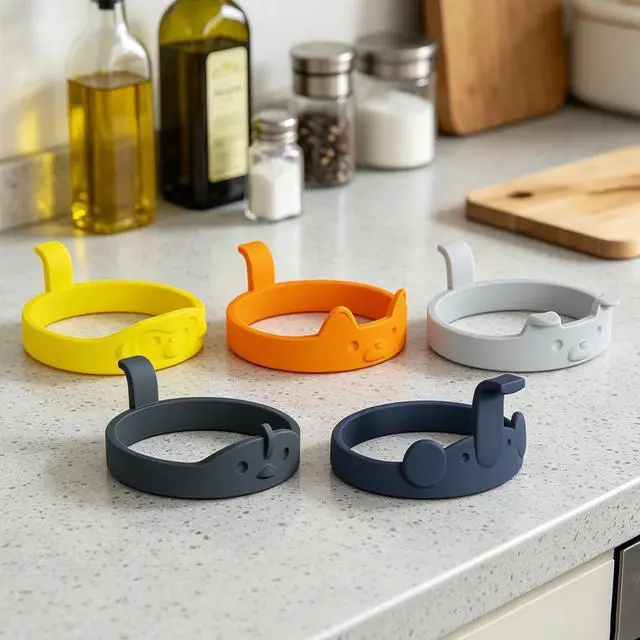 Alt view image 6 of 7 - Egg Ring 4 Pack Silicone Rings for Frying Eggs, Non Stick Fried Egg Cooker Ring, Cute Animal Designs Gifts for Family Friends, 4-inch Round Egg Mold for Pancakes Breakfast Sandwich Puppy