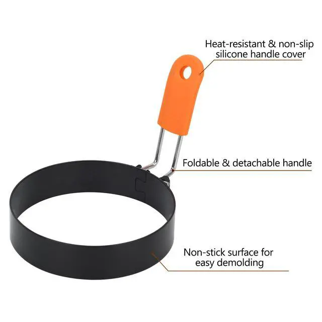 Alt view image 2 of 7 - Stainless Steel Egg Rings, 8" Omelet Ring 6" Pancake Ring 4" Griddle Fried Egg Ring, Non-stick Round Food Cooking Rings Mold with Oil Brush