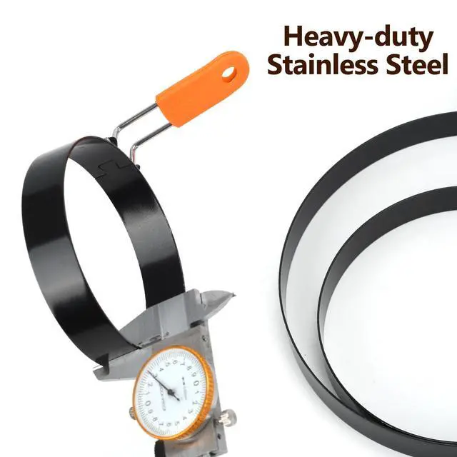 Alt view image 4 of 7 - Stainless Steel Egg Rings, 8" Omelet Ring 6" Pancake Ring 4" Griddle Fried Egg Ring, Non-stick Round Food Cooking Rings Mold with Oil Brush