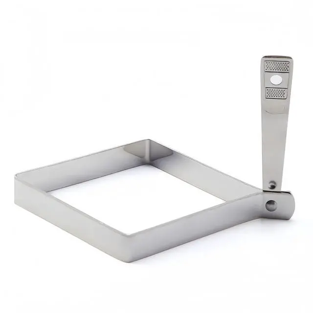 Main image of Square Egg Mold for Griddle, Stainless Steel Ring with Foldable Handle