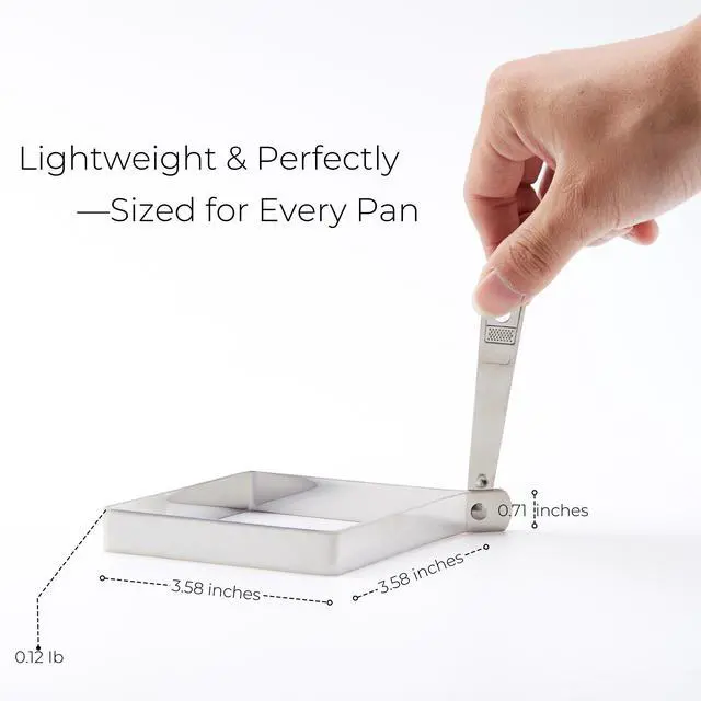 Alt view image 2 of 7 - Square Egg Mold for Griddle, Stainless Steel Ring with Foldable Handle