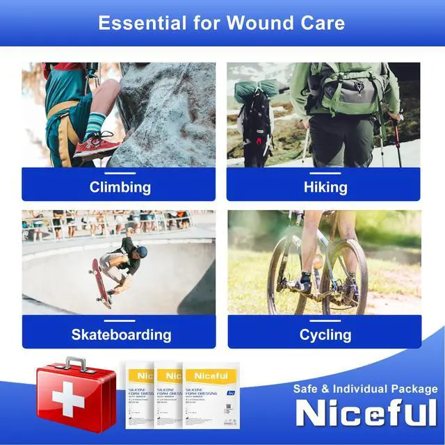 Alt view image 5 of 7 - Silicone Foam Dressing 4"x4", Waterproof Silicone Bandages with Border Adhesive, High Absorbency Bed Sore Bandages Wound Care Dressing (2.5"X2.5" Pad), 5 Packs, FSA HSA Eligible
