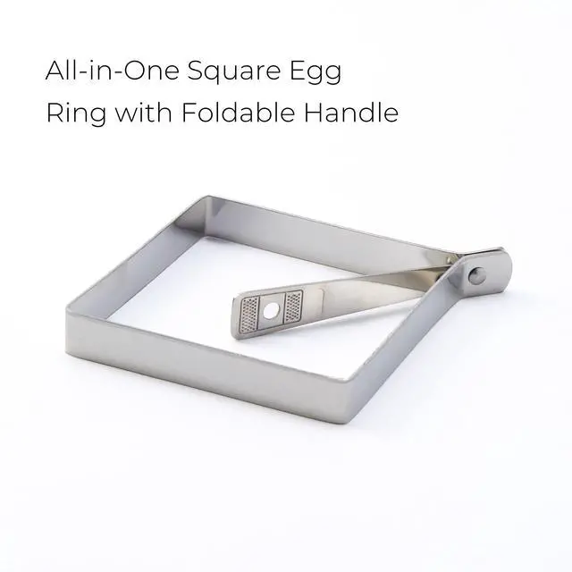 Alt view image 3 of 7 - Square Egg Mold for Griddle, Stainless Steel Ring with Foldable Handle