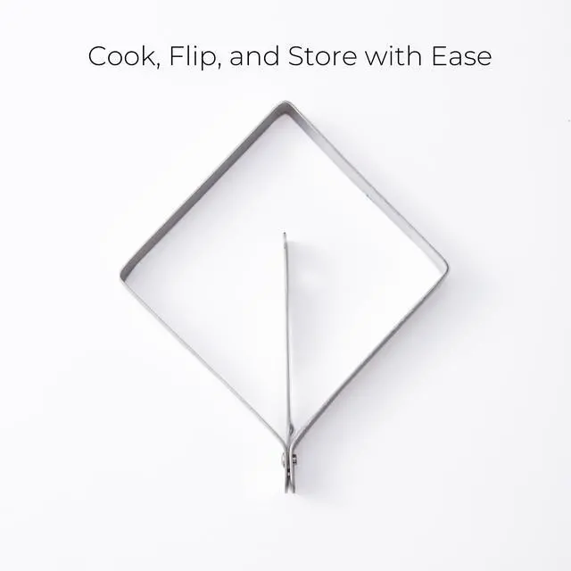 Alt view image 5 of 7 - Square Egg Mold for Griddle, Stainless Steel Ring with Foldable Handle