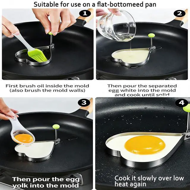 Alt view image 5 of 6 - 5 Pcs Pancake Molds for Griddle, Stainless Steel egg poacher, Egg Shaper Pancake Maker with Handle, Frying Cooking Kitchen Tool Gadget Rings, Multiple Fun Shapes Perfect for Breakfast Cooking