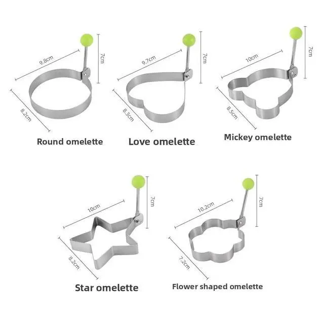 Alt view image 6 of 6 - 5 Pcs Pancake Molds for Griddle, Stainless Steel egg poacher, Egg Shaper Pancake Maker with Handle, Frying Cooking Kitchen Tool Gadget Rings, Multiple Fun Shapes Perfect for Breakfast Cooking