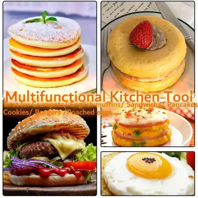 Alt view image 6 of 7 - 8Pack 4 Inch English Muffin Rings, Stainless Steel Double Rolled Tart Rings, Round Metal Cooking Pastry Ring Molds for Baking