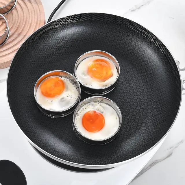 Alt view image 5 of 7 - 8Pack 4 Inch English Muffin Rings, Stainless Steel Double Rolled Tart Rings, Round Metal Cooking Pastry Ring Molds for Baking
