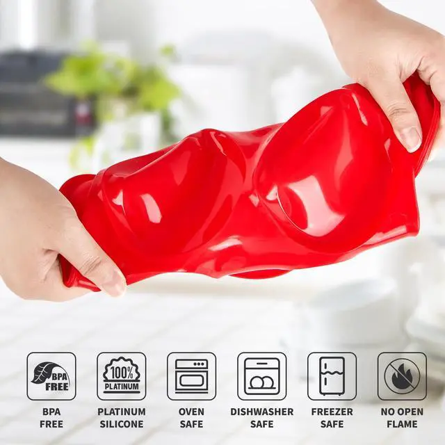 Alt view image 3 of 7 - 4 Inch Silicone Egg Molds for Breakfast Sandwiches, 2 Pack, 12 Cavities