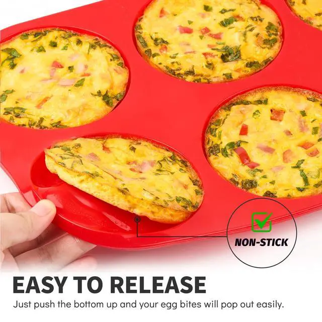 Alt view image 4 of 7 - 4 Inch Silicone Egg Molds for Breakfast Sandwiches, 2 Pack, 12 Cavities
