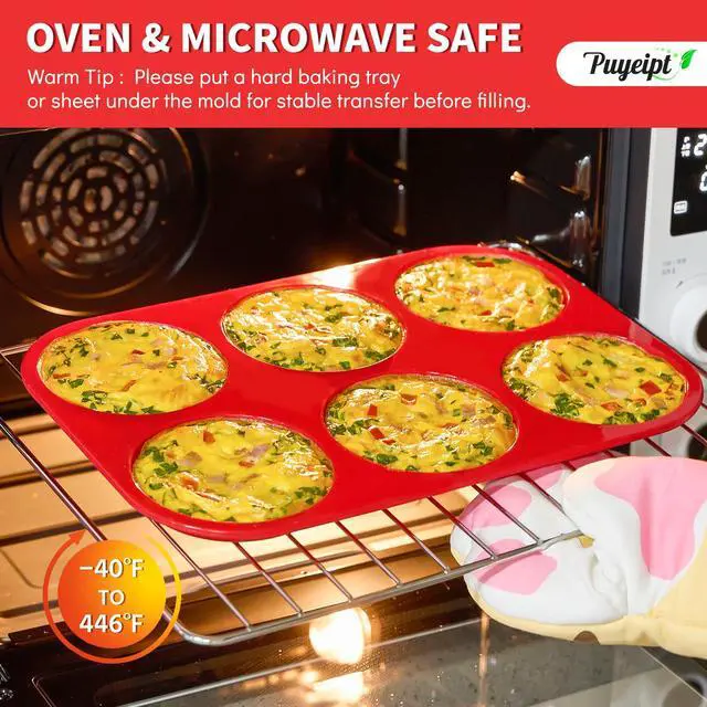Alt view image 5 of 7 - 4 Inch Silicone Egg Molds for Breakfast Sandwiches, 2 Pack, 12 Cavities