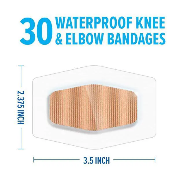 Alt view image 2 of 7 - Waterproof Clear Bandages For Knee And Elbow, Stays On Skin In The Bath, Shower Or Pool, 2.38 x 3.5 in, 30 Count