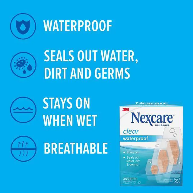 Alt view image 3 of 7 - Waterproof Clear Bandages For Knee And Elbow, Stays On Skin In The Bath, Shower Or Pool, 2.38 x 3.5 in, 30 Count