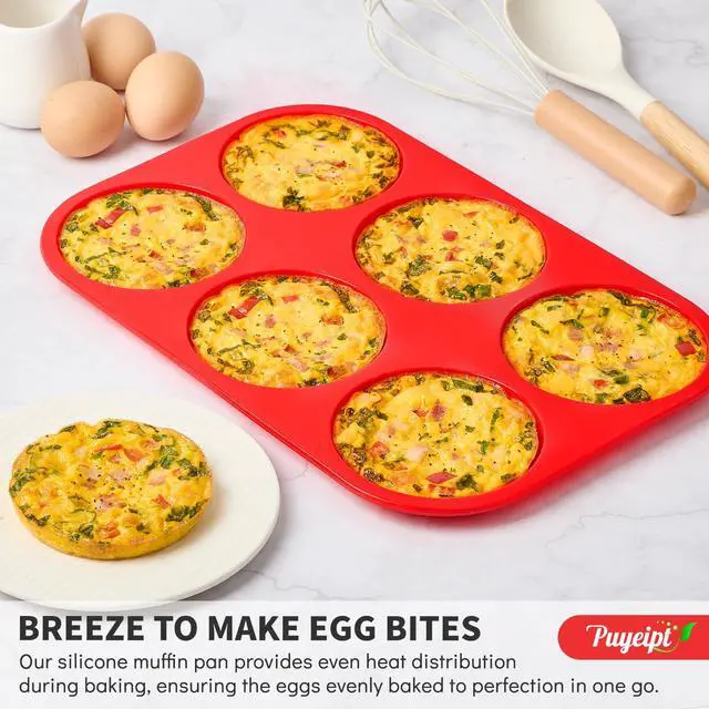 Alt view image 6 of 7 - 4 Inch Silicone Egg Molds for Breakfast Sandwiches, 2 Pack, 12 Cavities