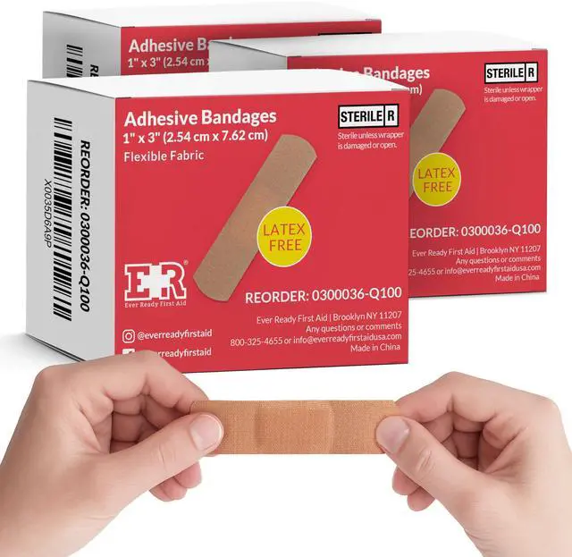 Main image of 1 x 3 Fabric Adhesive Bandages, Latex-Free Stretchy Strips 300 Count