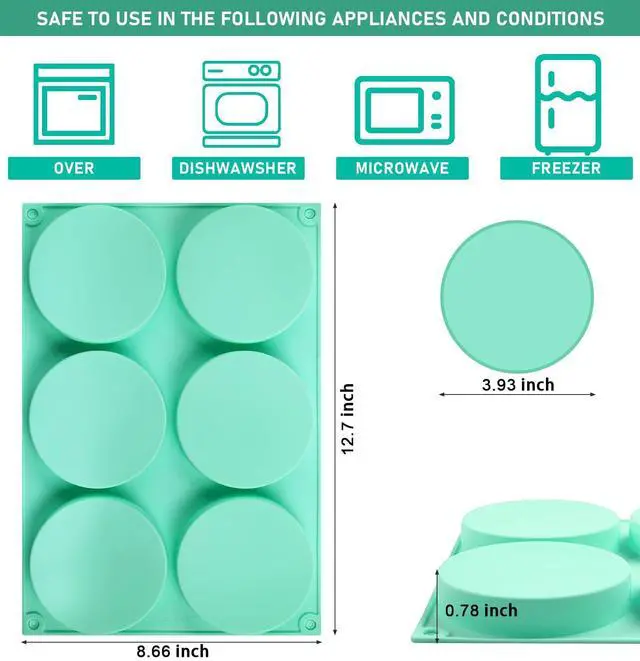 Alt view image 2 of 7 - 4Inch Round Silicone Mold for Baking, 3Pcs Large Silicone Muffin Top Pan Non-Stick, 6-Cavity Baking Mold for Breakfast Sandwiches Hamburger Egg Whoopie Pie