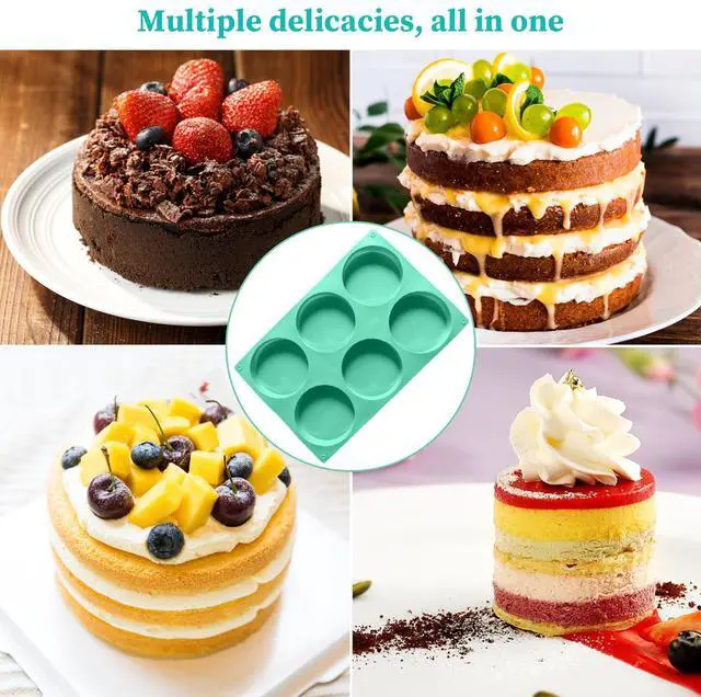 Alt view image 5 of 7 - 4Inch Round Silicone Mold for Baking, 3Pcs Large Silicone Muffin Top Pan Non-Stick, 6-Cavity Baking Mold for Breakfast Sandwiches Hamburger Egg Whoopie Pie