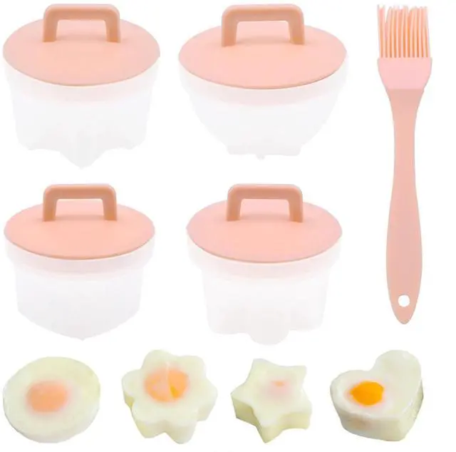 Main image of 5 PCS Egg Poacher Cups, Pink Egg Cooker, Cute Shapes Reusable Egg Molds, Nonstick Egg Poaching Cups for Boiled Eggs Without Shell