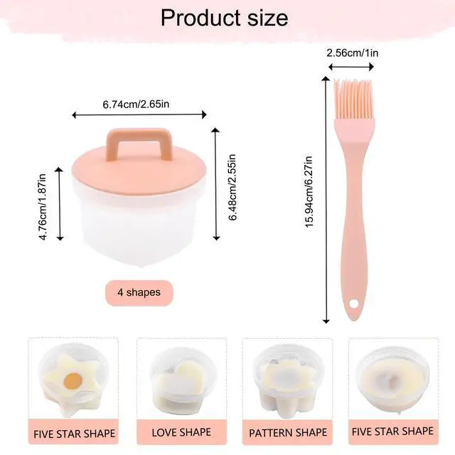 Alt view image 2 of 7 - 5 PCS Egg Poacher Cups, Pink Egg Cooker, Cute Shapes Reusable Egg Molds, Nonstick Egg Poaching Cups for Boiled Eggs Without Shell