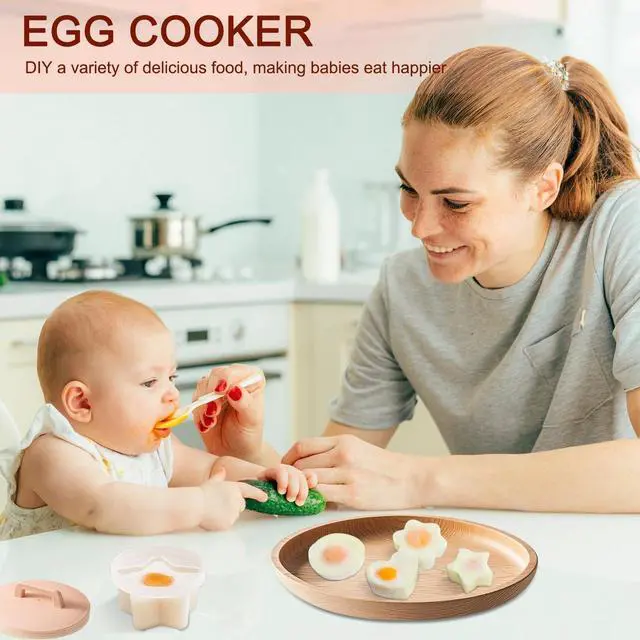 Alt view image 5 of 7 - 5 PCS Egg Poacher Cups, Pink Egg Cooker, Cute Shapes Reusable Egg Molds, Nonstick Egg Poaching Cups for Boiled Eggs Without Shell