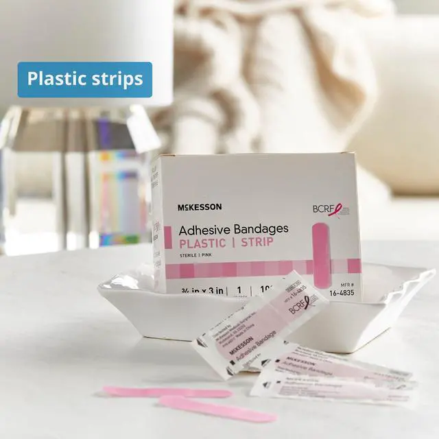 Alt view image 2 of 6 - Adhesive Bandages, Sterile, Fabric, Pink, 3/4 x 3 in, 100 ct