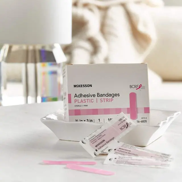 Alt view image 5 of 6 - Adhesive Bandages, Sterile, Fabric, Pink, 3/4 x 3 in, 100 ct