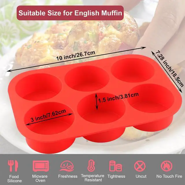 Alt view image 3 of 7 - Silicone Egg Bites Molds, Non-Stick 6-Cavity Muffin Cupcake Pans Deep 3 Inch Baking Mold for Egg Breakfast Sandwiches Omelets Dinner Rolls Hamburger Bun