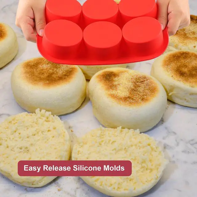 Alt view image 6 of 7 - Silicone Egg Bites Molds, Non-Stick 6-Cavity Muffin Cupcake Pans Deep 3 Inch Baking Mold for Egg Breakfast Sandwiches Omelets Dinner Rolls Hamburger Bun