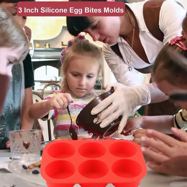 Alt view image 2 of 7 - Silicone Egg Bites Molds, Non-Stick 6-Cavity Muffin Cupcake Pans Deep 3 Inch Baking Mold for Egg Breakfast Sandwiches Omelets Dinner Rolls Hamburger Bun