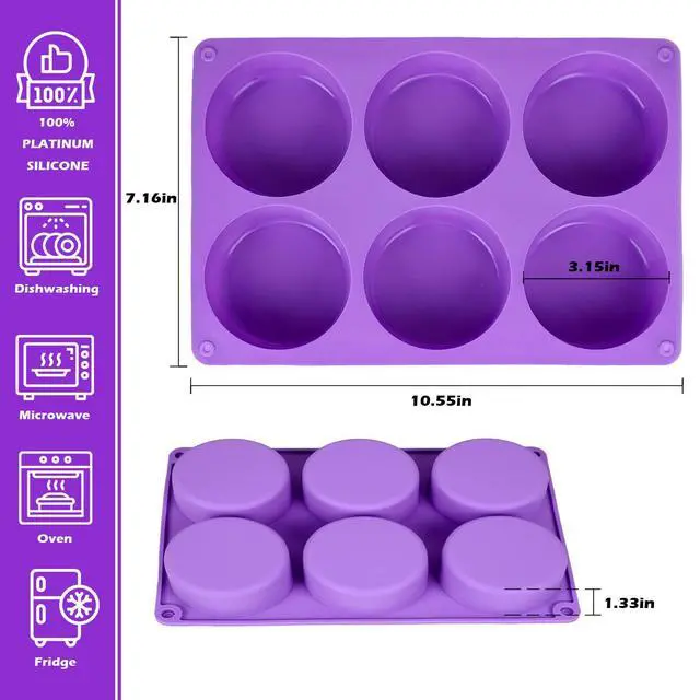 Alt view image 4 of 7 - 2 Pcs 6-Cavity Silicone Egg Molds for Oven Baking, 3.15 Inch Non-Stick Muffin Top Pans/Whoopie Pie Pan, Round Baking Molds for Breakfast Sandwiches Muffin Top