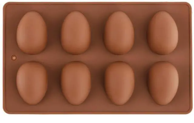 Main image of 8 Cavity Silicone Egg Pan, Egg Tray, Egg Shape Ice Tray, Silicone Pan for Cake Decorating, Chocolate, Candy, Jello, Baking Pan for Muffin, Bread and More