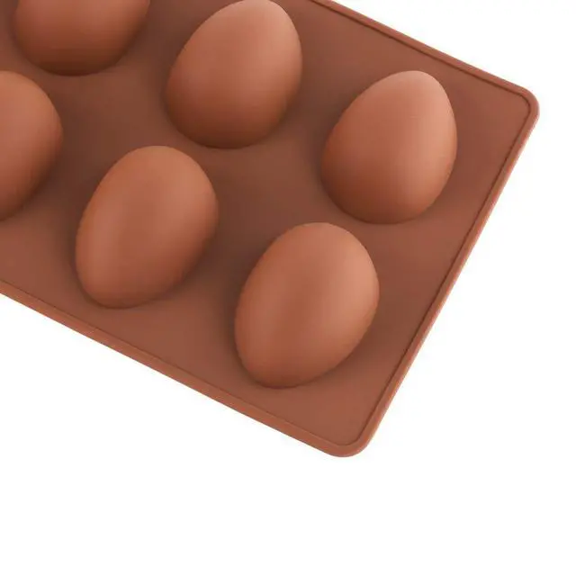 Alt view image 3 of 7 - 8 Cavity Silicone Egg Pan, Egg Tray, Egg Shape Ice Tray, Silicone Pan for Cake Decorating, Chocolate, Candy, Jello, Baking Pan for Muffin, Bread and More