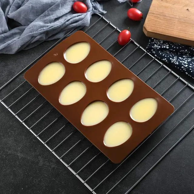 Alt view image 2 of 7 - 8 Cavity Silicone Egg Pan, Egg Tray, Egg Shape Ice Tray, Silicone Pan for Cake Decorating, Chocolate, Candy, Jello, Baking Pan for Muffin, Bread and More