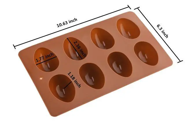 Alt view image 5 of 7 - 8 Cavity Silicone Egg Pan, Egg Tray, Egg Shape Ice Tray, Silicone Pan for Cake Decorating, Chocolate, Candy, Jello, Baking Pan for Muffin, Bread and More