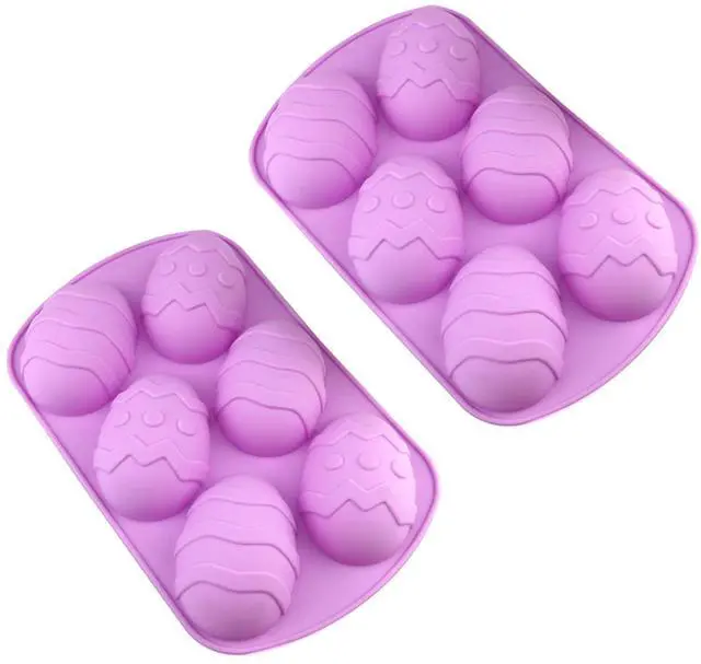 Main image of Easter Egg Shaped Silicone Mold for DIY Cake Decoration, Chocolate, Pastry, Muffin, Bread, Ice Cube, Soap, 2Pcs Egg Shaped Chocolate Molds