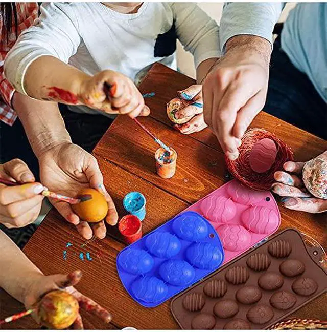 Alt view image 3 of 4 - Easter Egg Shaped Silicone Mold for DIY Cake Decoration, Chocolate, Pastry, Muffin, Bread, Ice Cube, Soap, 2Pcs Egg Shaped Chocolate Molds