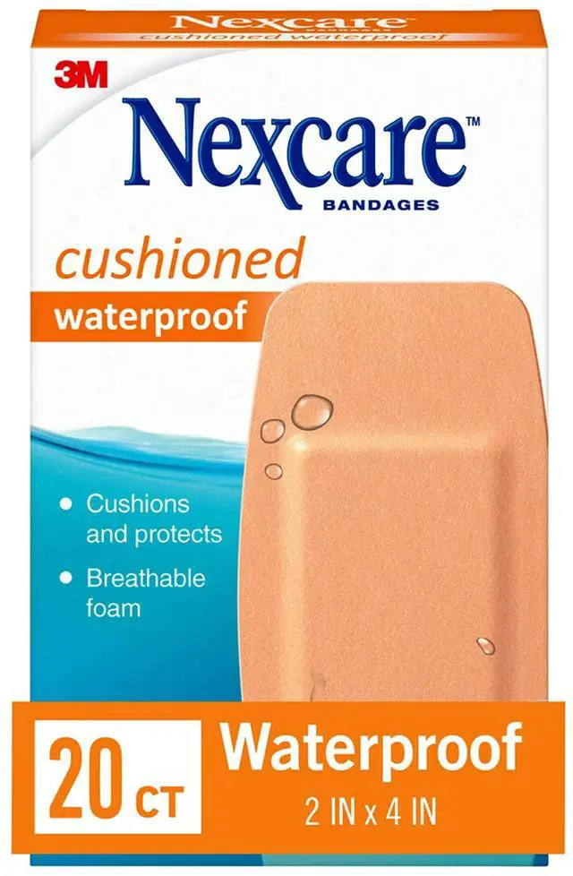 Main image of Waterproof Cushioned Bandages, Knee & Elbow, 2 x 4 in, 20 Count