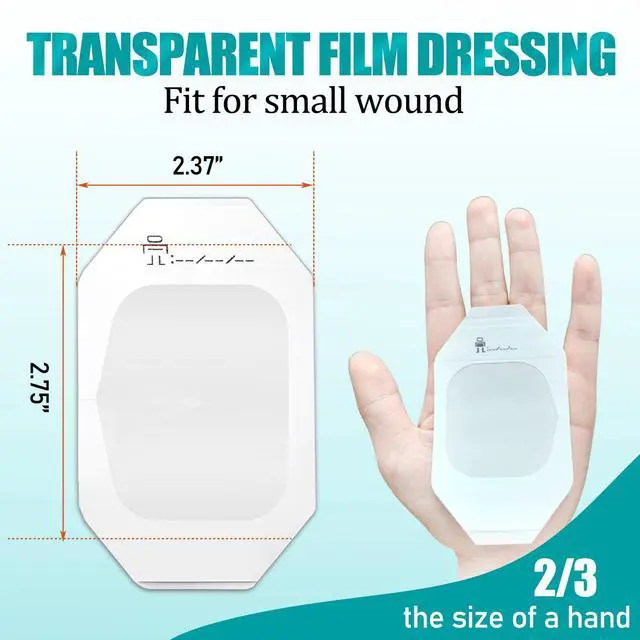 Alt view image 2 of 7 - Transparent Film Dressing 100Packs 2.37" x 2.75" Waterproof Clear Bandages