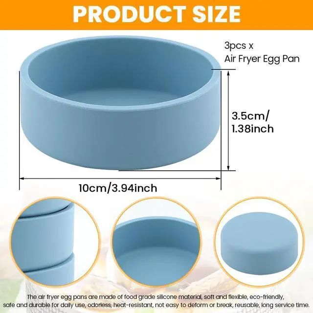 Alt view image 7 of 7 - Air Fryer Egg Mold 3 Pack, Silicone Egg Bite Cups, 6 fl oz
