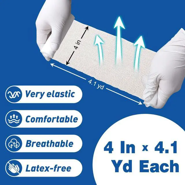 Alt view image 3 of 7 - 30 Pack Gauze Rolls Bandages, 4 in x 4.1 Yards, Premium Medical Supplies & First Aid Supplies, Bandage Wrap Vet Wrap, Mummy Wraps