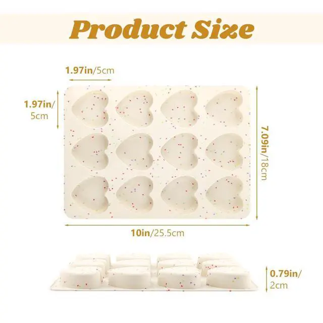 Alt view image 2 of 7 - 2 Inch Silicone Heart Muffin Pan, Nonstick Silicone Molds for Baking, Cupcake Pan for Chocolate, Candy, Cake, Soap