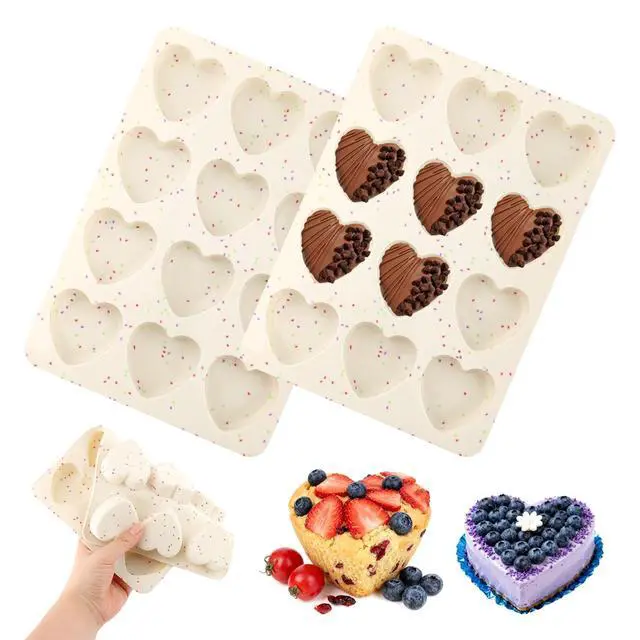 Alt view image 3 of 7 - 2 Inch Silicone Heart Muffin Pan, Nonstick Silicone Molds for Baking, Cupcake Pan for Chocolate, Candy, Cake, Soap