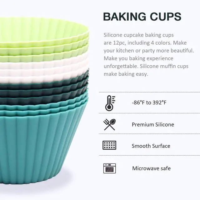 Alt view image 3 of 7 - Extra Large Silicone Cupcake Muffin Cups 12 Pcs(3.54 Inch)