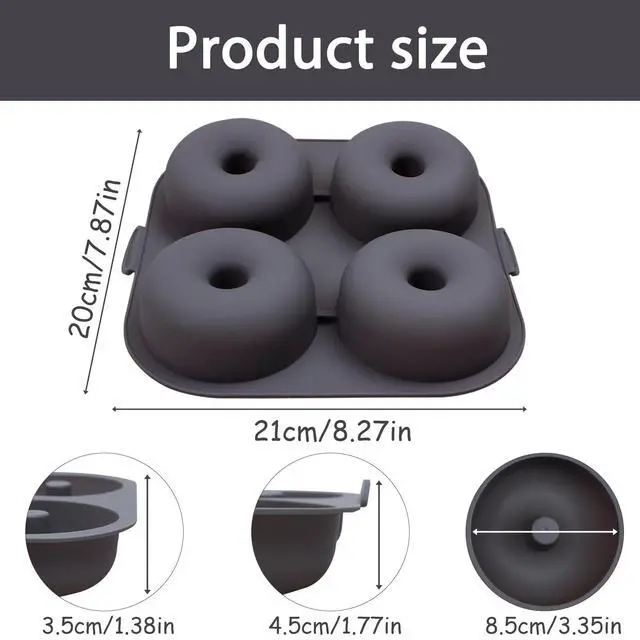 Alt view image 2 of 7 - Silicone Donut Pan for Baking, 4-Cavity Mold