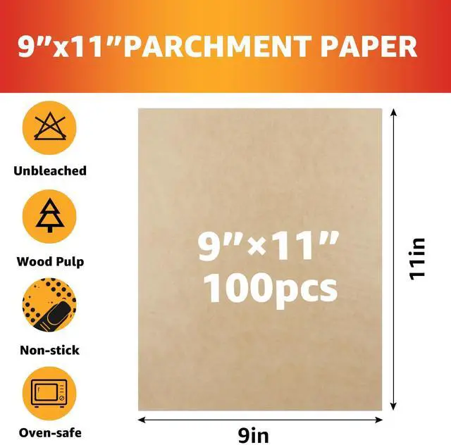 Alt view image 4 of 7 - 9 x11 inch Air Fryer Parchment Paper Squares, 100 Sheets Unbleached Pre-Cut Baking Disposable Paper Liner for Cuisinart Non-Stick Air Fryer Toaster Oven