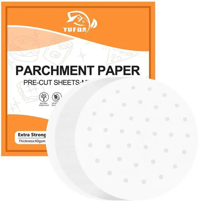 Main image of Air Fryer Perforated Parchment Paper, Set of 150, 8 inch Air Fryer Liner/Bamboo Steamer Paper/Perforated Parchment Paper for Air Fryer, Steaming Basket and More